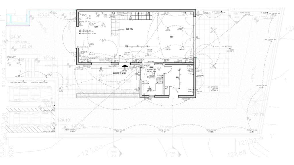 תכנית חשמל קומת קרקע בבית פרטי לקראת בנייה